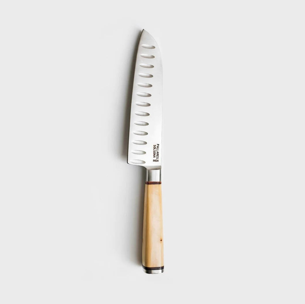 Pallares - Santoku Messer aus Edelstahl und Holzgriff